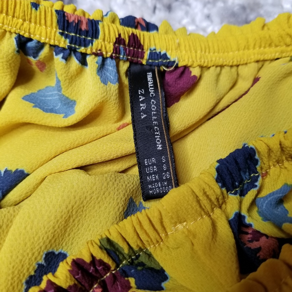 Zara Yellow Floral Off-Shoulder Blouse - Picture 8 of 8